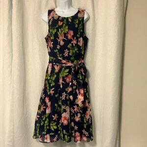 JH navy and floral pattern dress EUC